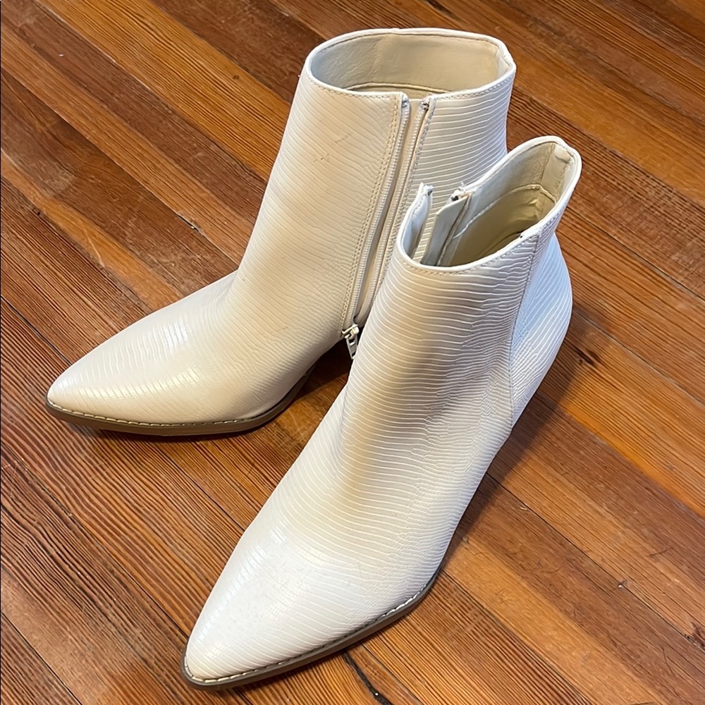 Pointed Toe White Ankle Boots